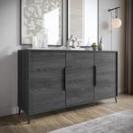 Dressoir - Grijs eiken 150x40x84 - Opbergkast modern, Huis en Inrichting, Kasten | Dressoirs, Verzenden, 150 tot 200 cm, Nieuw