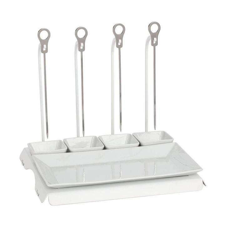 GGM Gastro | Spiesenhanger - Wit - incl. 4 spiesjes | SPAG4W, Huis en Inrichting, Keuken | Bestek, Verzenden