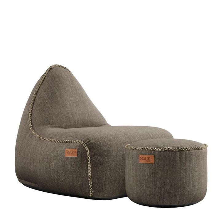 Cobana Lounge Chair & Pouf Outdoor - Bruin, Huis en Inrichting, Zitzakken, Verzenden