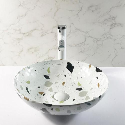 Waskom BWS Raja Rond 40x12 cm Terrazzo, Doe-het-zelf en Verbouw, Sanitair, Overige typen, Nieuw, Ophalen of Verzenden