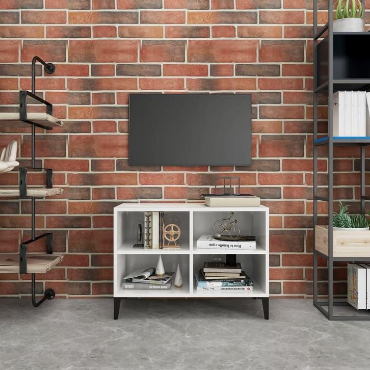 vidaXL Tv-meubel met metalen poten 69,5x30x50 cm hoogglans, Huis en Inrichting, Kasten | Televisiemeubels, 25 tot 50 cm, Nieuw