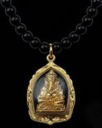 obsidiaan - boeddhistische halsketting - reliekhouder - God, Antiek en Kunst