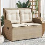 vidaXL Tuinbankje verstelbaar met kussens poly rattan beige, Verzenden, Nieuw, Rotan