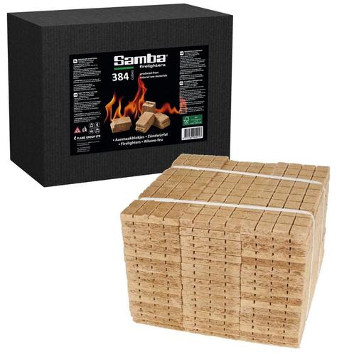 Samba Aanmaakblokjes - 384 aanmaakblokjes in een Omdoos, Tuin en Terras, Barbecue-accessoires, Nieuw, Ophalen of Verzenden