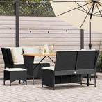 vidaXL 5-delige Loungeset met kussens poly rattan zwart, Verzenden, Nieuw, 5 zitplaatsen, Loungeset