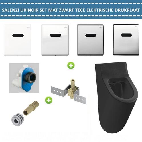 Urinoir Set Salenzi Hung Achterinlaat Mat Zwart met TECE, Doe-het-zelf en Verbouw, Sanitair, Overige typen, Nieuw, Chroom, Ophalen of Verzenden