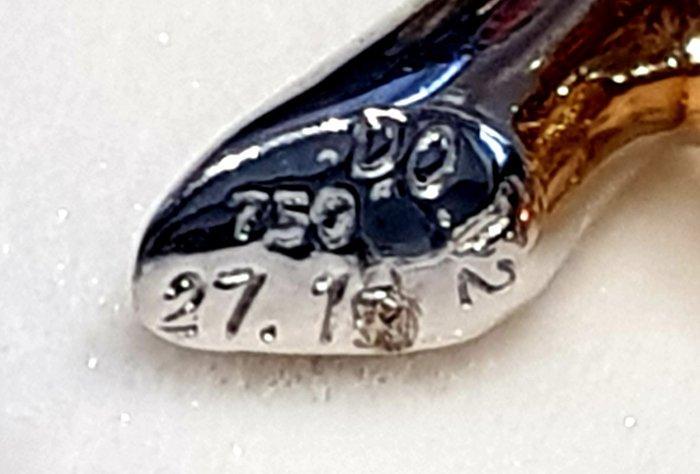 Speld Of wit of geel - 27.20ct. tw. Saffier - Diamant -, Sieraden, Tassen en Uiterlijk, Antieke sieraden