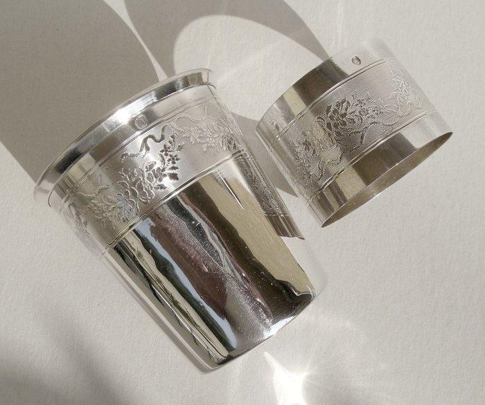 Art Nouveau - Beaker - Servetring - 950 zilver, Antiek en Kunst, Antiek | Goud en Zilver