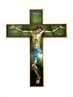 Art Deco Crucifix - Opaline glas - 1950-1960, Antiek en Kunst, Antiek | Boeken en Bijbels