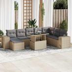 vidaXL 9-delige Loungeset met kussens poly rattan beige, Verzenden, Nieuw, Rotan, Loungeset