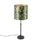 Tafellamp zwart met velours kap pauw met goud 25 cm - Parte, Nieuw, Overige materialen, Klassiek / Antiek, 50 tot 75 cm