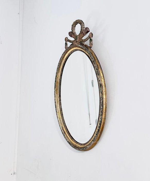 Wandspiegel- Ovale vergulde houten spiegel met, Huis en Inrichting, Overige Huis en Inrichting