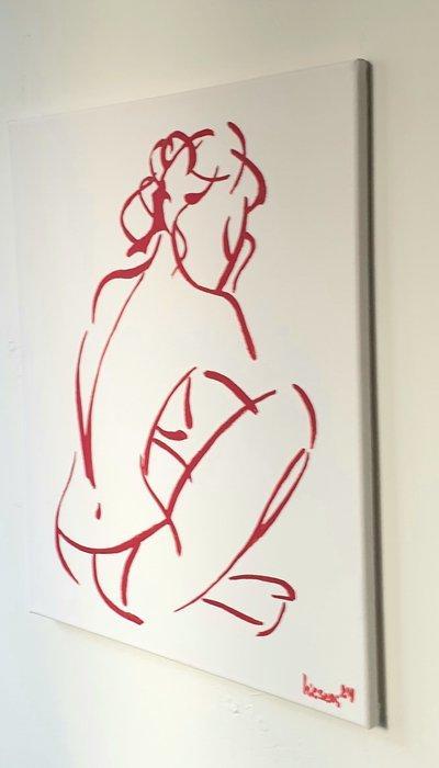 Liesens - Beauty in red lines, Antiek en Kunst, Kunst | Schilderijen | Modern