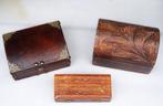 Sieradendoos (3) - Hout, Leder, Messing - Verzameling van, Antiek en Kunst