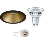 GU10 Inbouwspot Set - Mat Zwart/Goud - Inbouw Rond -, Huis en Inrichting, Lampen | Spots, Metaal of Aluminium, Nieuw, Ophalen of Verzenden
