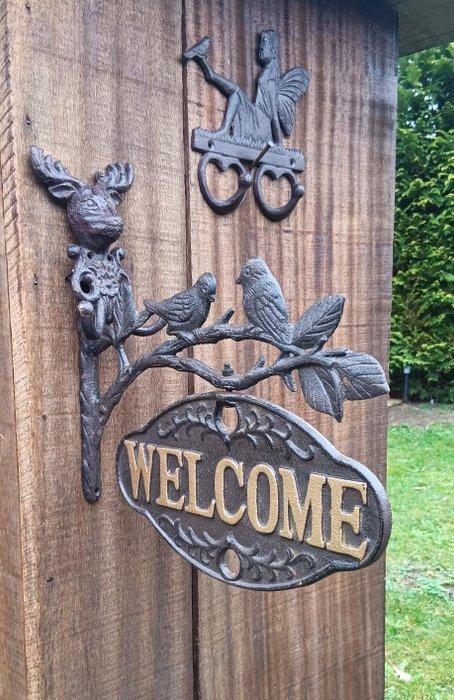 Wandbord (3) - gietijzer - wandhaken welkom bord, Antiek en Kunst, Curiosa en Brocante