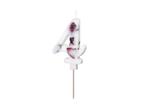 Birthday Candle Number 4, White with Flower Petals, 8 cm, Verzenden, Nieuw