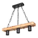 [lux.pro] Hanglamp Hemel 3E27 zwart houtkleurig en jute, Huis en Inrichting, Lampen | Hanglampen, Verzenden, Nieuw