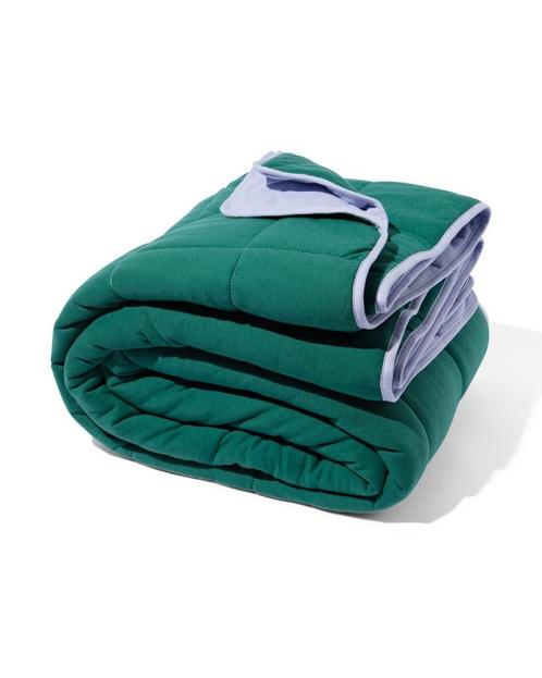 HEMA Bedsprei jersey streep groen/lila 260x235, Huis en Inrichting, Slaapkamer | Beddengoed, Nieuw, Verzenden