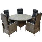 Empoli Riccione dining tuinset 150 cm 6-delig grijs, Tuin en Terras, Ophalen of Verzenden, Nieuw, Wicker