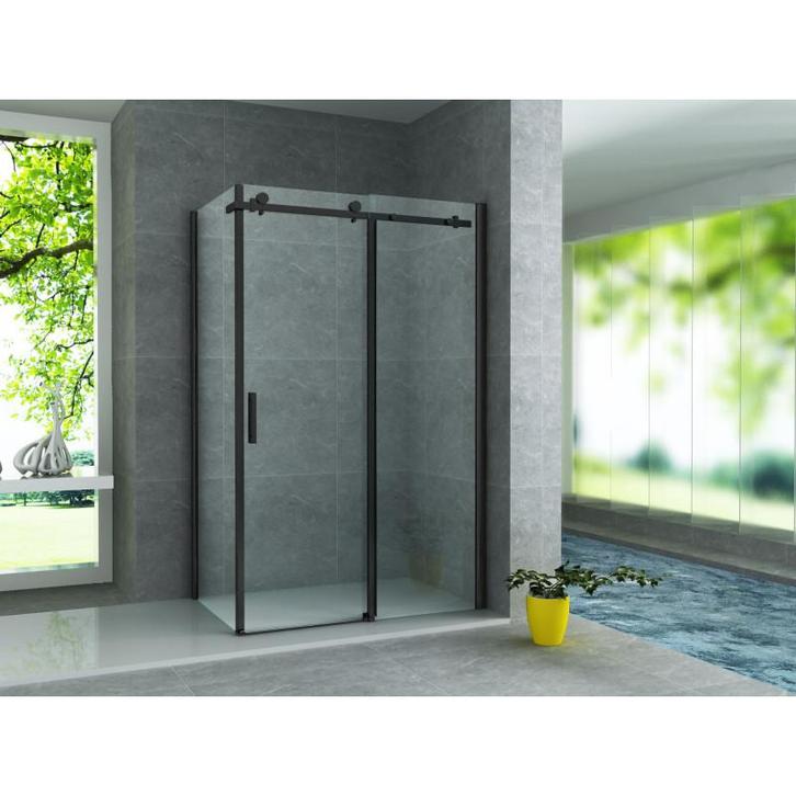 Zwarte Douchecabine 140X90 Rechthoekig Vaste Wand Schuifdeur, Doe-het-zelf en Verbouw, Sanitair, Nieuw, Ophalen of Verzenden