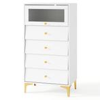 LIVSK Opbergkast - Kantelbare Geribbelde Glazen Deur - 3/4 L, Huis en Inrichting, Kasten | Ladekasten, Verzenden, Nieuw