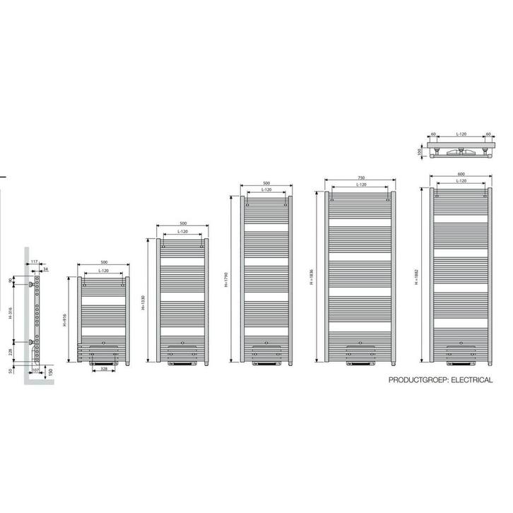 Elektrische Radiator met Blower Vasco Iris HD-EL-BL 50x179, Doe-het-zelf en Verbouw, Verwarming en Radiatoren, Ophalen of Verzenden