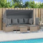 vidaXL 5-delige Loungeset met kussens poly rattan beige, Tuin en Terras, Verzenden, Nieuw, Rotan, Loungeset