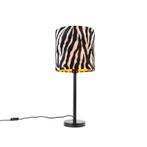 Moderne tafellamp zwart met kap zebra 25 cm - Simplo, Nieuw, Overige materialen, Modern, 50 tot 75 cm