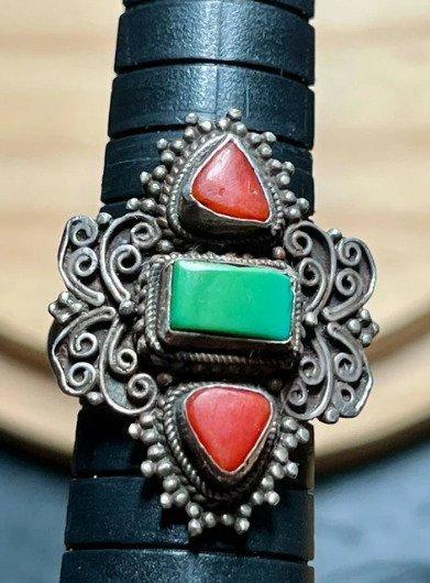 Turquoise - Zilver - Ring - Anello 925 vintage, Antiek en Kunst, Kunst | Niet-Westerse kunst