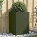 vidaXL Plantenbak 52x48x75 cm staal olijfgroen, Tuin en Terras, Bloembakken en Plantenbakken, Verzenden, Nieuw, Metaal