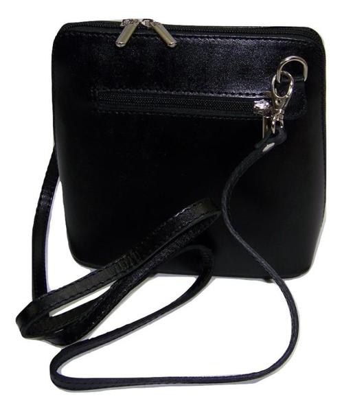 Zwart Vera Pelle Italiaans leren schoudertasje (rits rondom), Sieraden, Tassen en Uiterlijk, Portemonnees, Nieuw, Verzenden