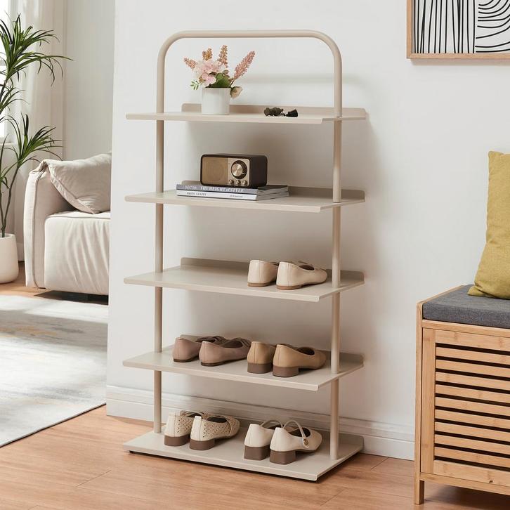 Schoenenrek Poytya met 5 planken champagne 119x60x32 cm [en., Huis en Inrichting, Kasten | Schoenenkasten, Verzenden