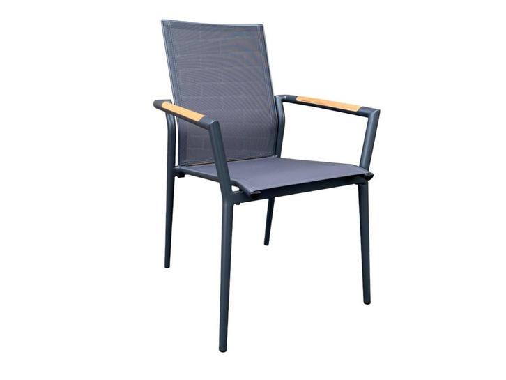Tuinstoel / Eetstoel Mattia Antraciet met zwart aluminium, Tuin en Terras, Tuinstoelen, Ophalen of Verzenden