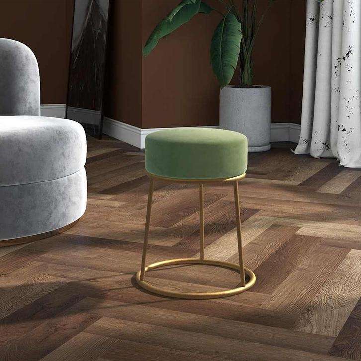 vidaXL Hocker rond fluweel mosterdgroen, Huis en Inrichting, Stoelen, Nieuw, Verzenden