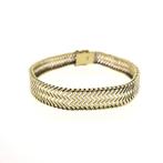 Bicolor gouden zigzag schakel armband (Schakelarmband), Sieraden, Tassen en Uiterlijk, Armbanden, Ophalen of Verzenden, Gebruikt