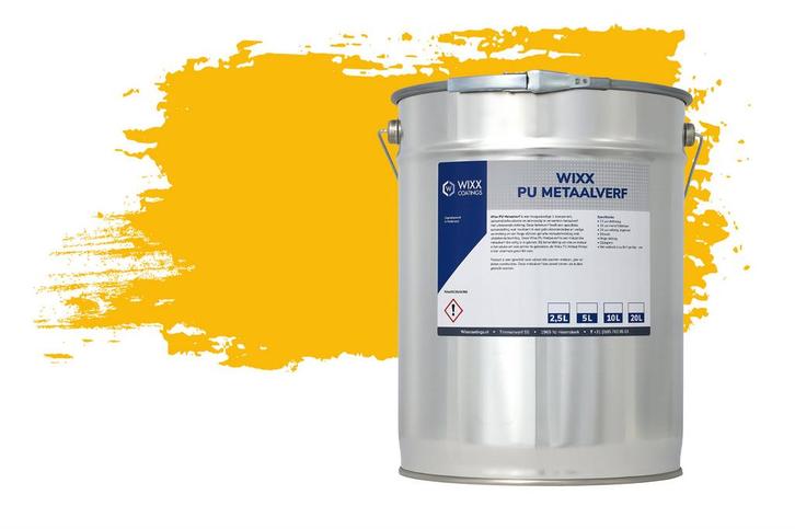 Wixx PU Metaalverf RAL 1023 | Verkeersgeel 10L, Doe-het-zelf en Verbouw, Verf, Beits en Lak, Verf, Nieuw, 5 tot 10 liter, Verzenden