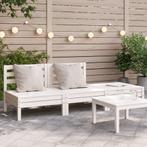 vidaXL Tuinbank 3-zits massief grenenhout wit, Tuin en Terras, Tuinsets en Loungesets, Verzenden, Nieuw