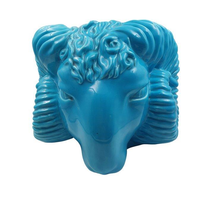 Vaas - Glazuur, Keramiek - Ram Head Blue Firenze, Antiek en Kunst, Antiek | Glas en Kristal