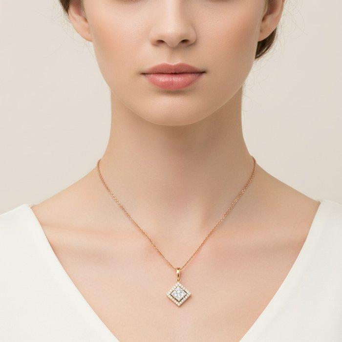 Ketting met hanger - 18 karaat Roségoud - 0.53ct. tw., Sieraden, Tassen en Uiterlijk, Antieke sieraden