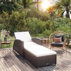 vidaXL Ligbed met crèmewit kussen poly rattan zwart, Verzenden, Nieuw