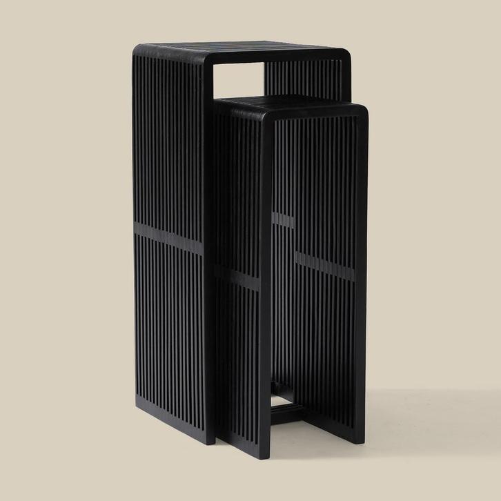 *WOONWINKEL* Zuilen Set Teak Latjes Zwart, Huis en Inrichting, Woonaccessoires | Zuilen en Pilaren, Nieuw, Verzenden