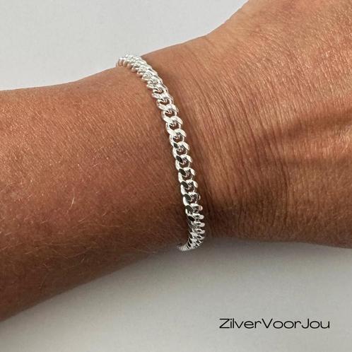 925 zilveren ronde gourmet schakel armband 5.5 mm, Sieraden, Tassen en Uiterlijk, Armbanden, Nieuw, Verzenden