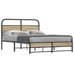 vidaXL Bedframe zonder matras bewerkt hout gerookt eiken, Bruin, Verzenden, Nieuw, Twijfelaar