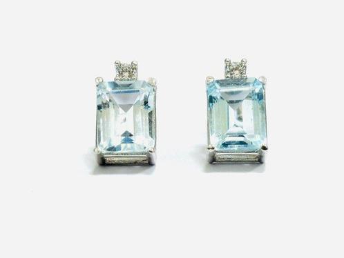 Oorbellen - 18 karaat Witgoud - 3.32ct. tw. Aquamarijn -, Sieraden, Tassen en Uiterlijk, Oorbellen