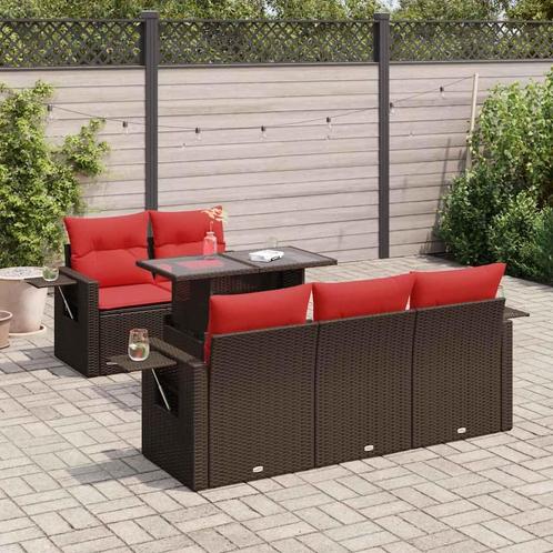vidaXL 6-delige Loungeset met kussens poly rattan acacia, Tuin en Terras, Tuinsets en Loungesets, Loungeset, Nieuw, Rotan, Verzenden