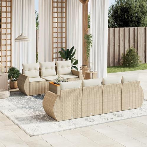vidaXL 8-delige Loungeset met kussens poly rattan beige, Tuin en Terras, Tuinsets en Loungesets, Loungeset, Nieuw, Rotan, Verzenden