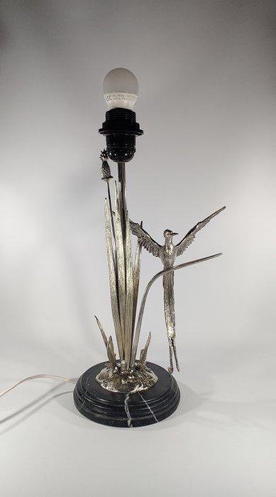 S.Agudo - Tafellamp - decor van paradijsvogel - Verzilverd, Antiek en Kunst, Kunst | Designobjecten