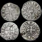 Frankrijk. Lote de 4 denarios de plata de la época de las