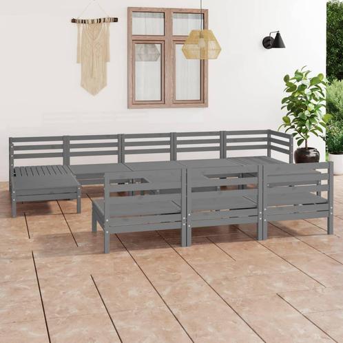 vidaXL 11-delige Loungeset massief grenenhout grijs, Tuin en Terras, Tuinsets en Loungesets, Loungeset, Nieuw, Verzenden